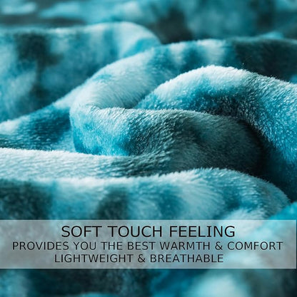 Fuzzy Blanket Queen Size - Teal, Soft and Comfy, Plush and Furry Faux Fur, Reversible Queen Blankets for Queen Full Bed, 90x90 Inches,Teal