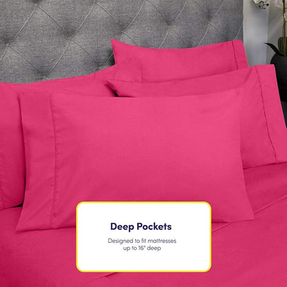 Sweet Home Collection 6 Piece Bed Sheet Set, Twin, Fuschia