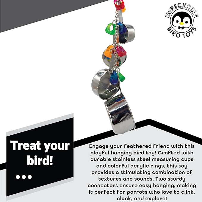 1410 Stainless Pot Delight from Parrots Cockatiels Conures Budgies Macaws Lovebirds African Greys Parrot Toys Stainless Foraging Chew Treat Noise-Making Fun Sensory Enrichment.-Mewly Pet