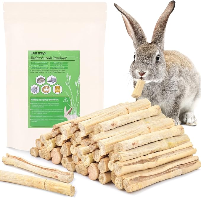 Bissap 700g/1.5Ib Sweet Bamboo Chew Sticks for Rabbits, Bunny Chewing Sticks for Rabbits Hamster Chinchilla Guinea Pigs Rabbit Small Animals Natural Treats Teeth Grinding Toys-Mewly Pet