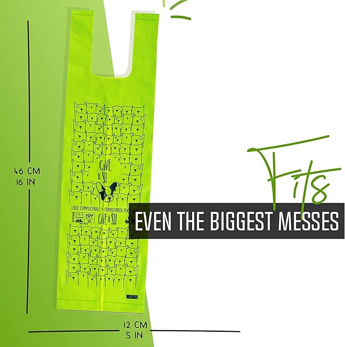 100% Certified Home Compostable Dog Poop Bags with Handles - 10% to Charity - ASTM D6400 & EN 13432 Compliant - 120 x Plant Based X Large Compostable Poop Bags (10 Rolls)-Mewly Pet