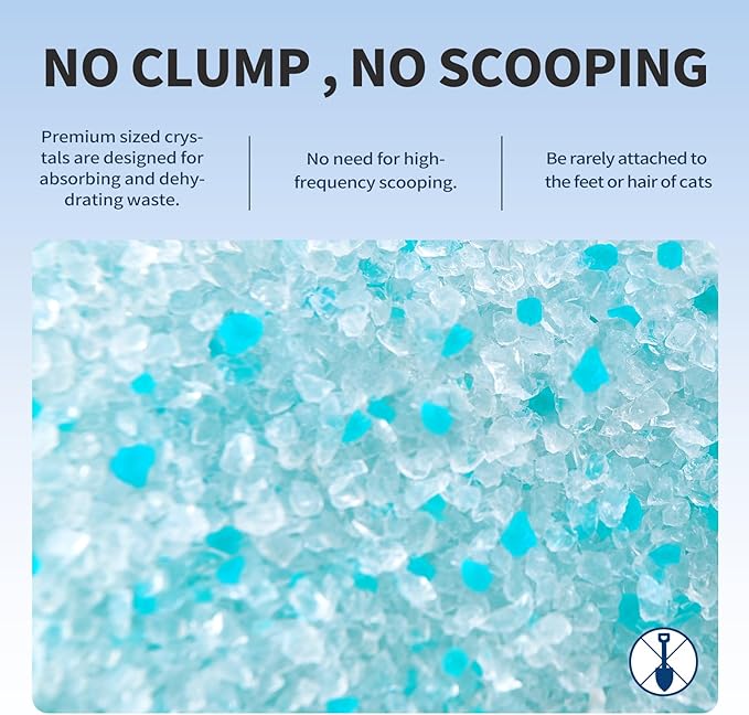 Cat Litter Crystals No Clumping Odor Control Kitty Litter Non-Clumping No scooping Low Dust, Low Tracking, Dehydrates Waste Cologne- 8.6 lbs (2 x 4.3 lb Packs)-Mewly Pet