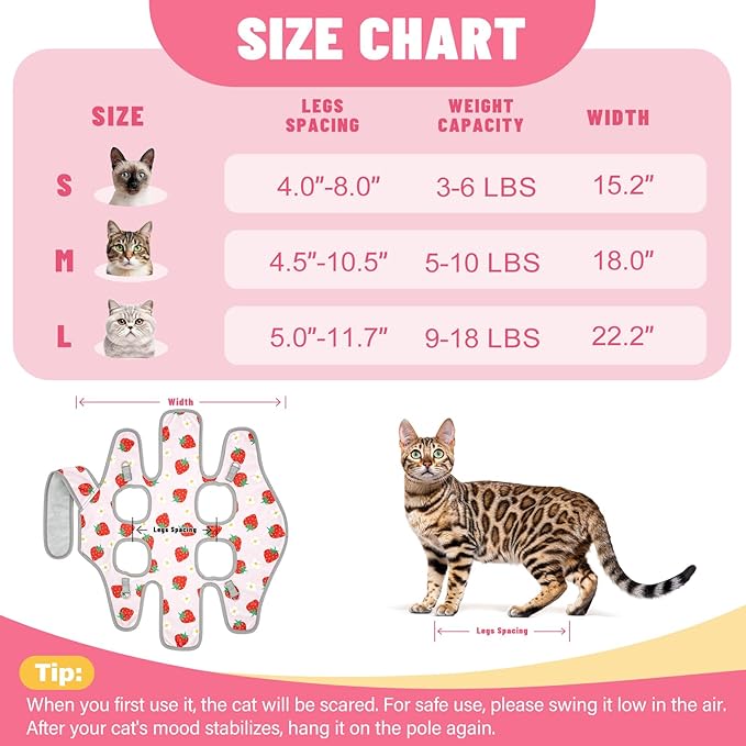 Supet Cat Grooming Hammock, Self-Adhesive Cat Nail Clipper Hammock, Soft Fabric Cat Wrap for Cutting Nails, Quickly Calm Down for Medicine, Teeth Brushing, Ear Cleaning-Mewly Pet