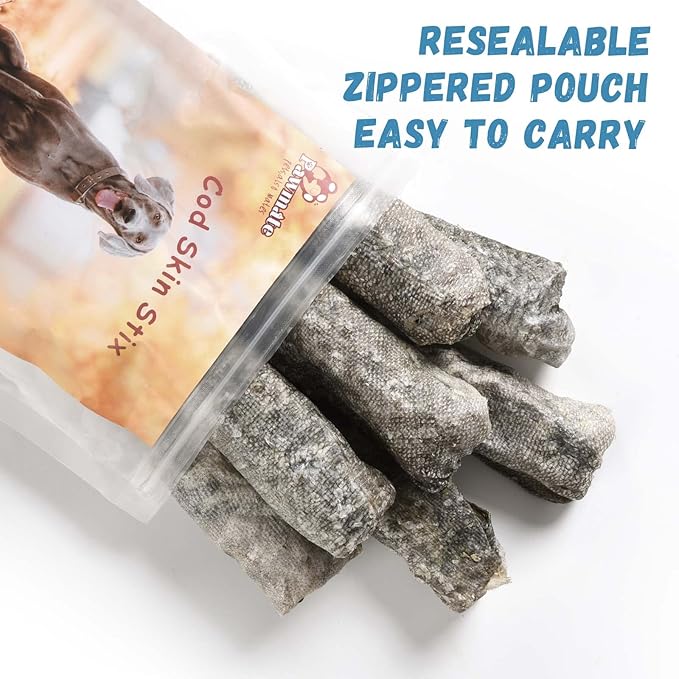 Dog Treats Natural Cod Skin Rolls, Rawhide-Free Chewy Fish Skin Dog Chews, One-Ingredient Healthy Training Treats Rich in Omega3 & Protein, 10.6 oz-Mewly Pet