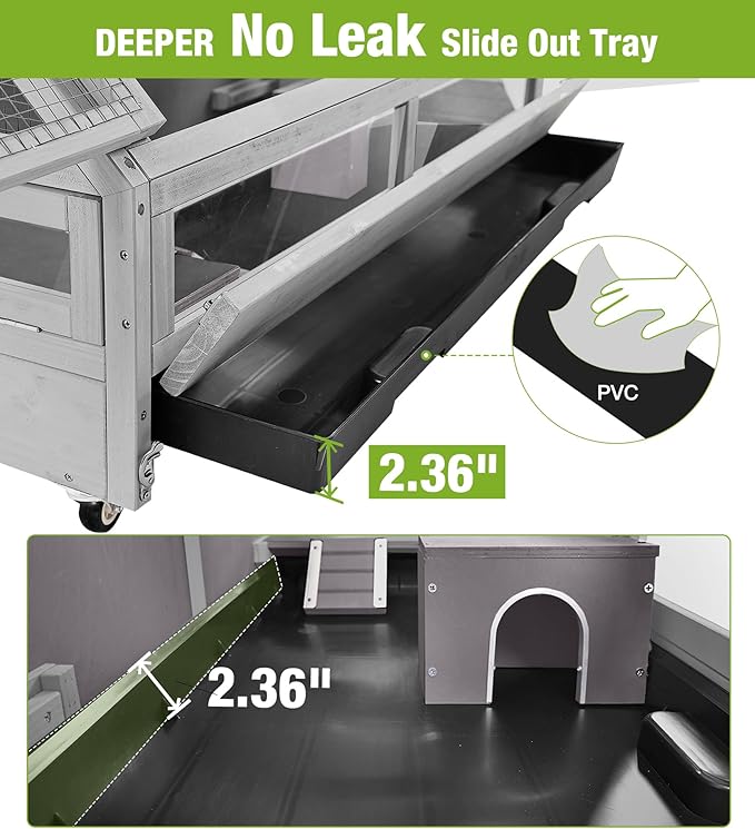 GUTINNEEN Guinea Pig Cage, Hamster Cage with Chew-Proof Aluminum Edges & Leak-Proof PVC Layer, Small Animal Cage with 4-Wheel Design, Acrylic/Mesh Panels for Ferrets, Rats-Mewly Pet