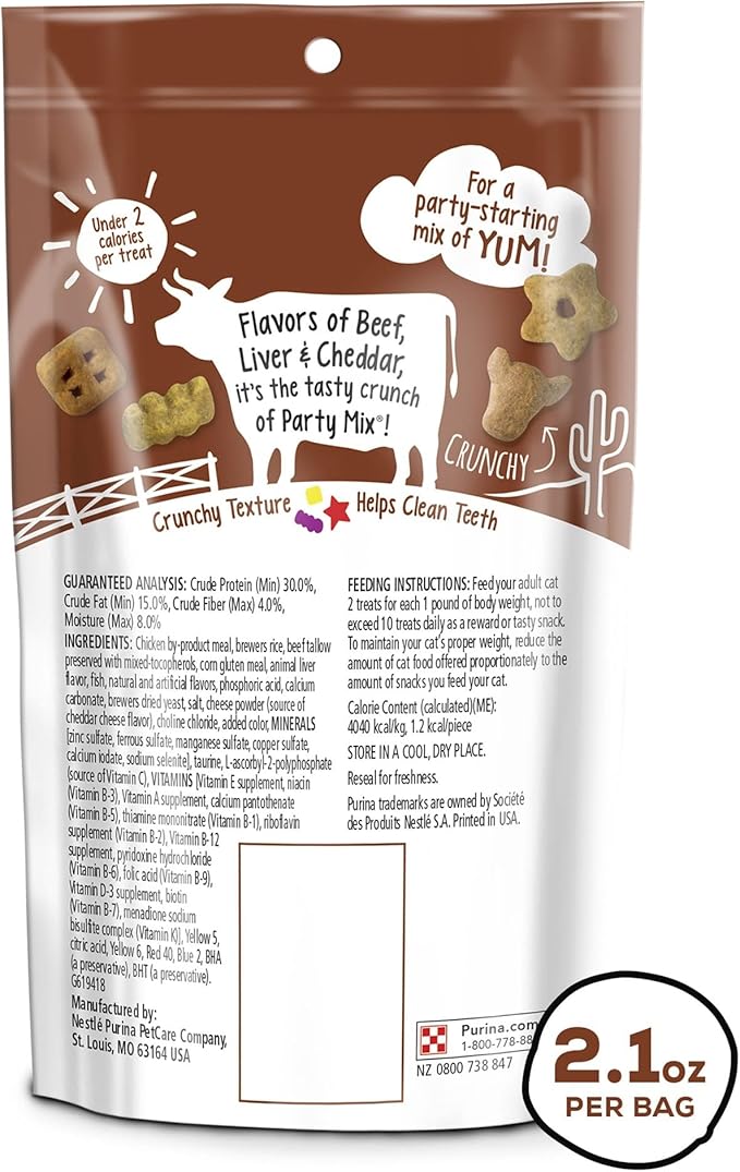 Purina Friskies Party Mix Cat Treats (Wild West Crunch, 2.1 Ounce (Pack of 6))-Mewly Pet