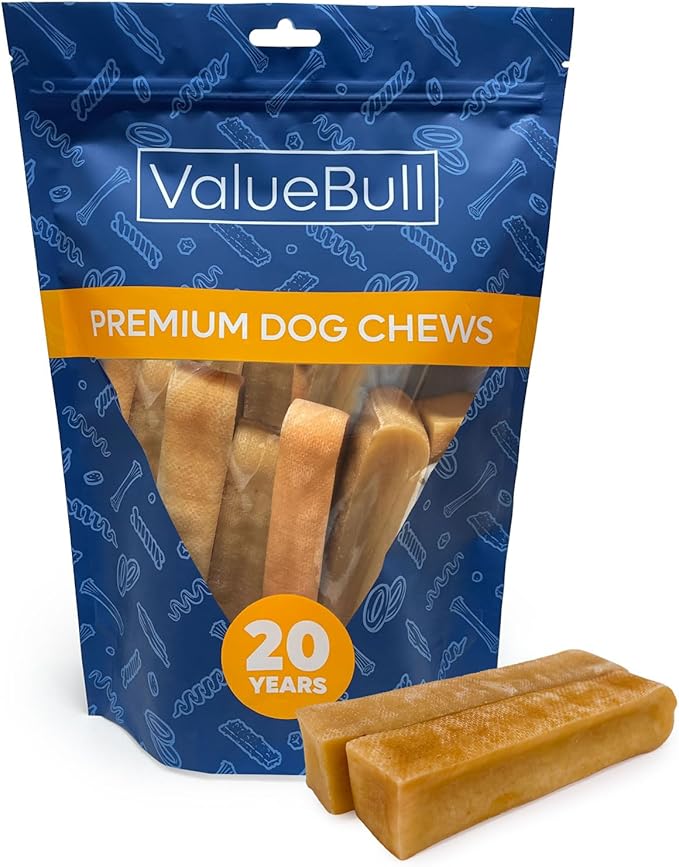 ValueBull Himalayan Yak Cheese Dog Chews, Extra Large, 10 ct - Long Lasting for Aggressive Chewers, All Natural, Healthy & Safe, Low Odor Nepal Yak Milk Chews-Mewly Pet