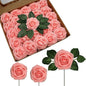 JOYLEX Artificial Flowers Realistic Roses, 25pcs Pink Real Looking Fake Roses with Stem for DIY Wedding Bouquets Centerpieces Bridal Shower Party Home Romantic Decorations (25pcs, Pink)