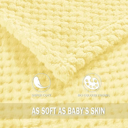 Exclusivo Mezcla Fleece Throw Blanket Extra Large, Super Soft and Warm Blankets for Couch, Sofa and Bed Waffle Textured, Cozy, Fuzzy and Lightweight (Light Yellow, 50x70 Inches)