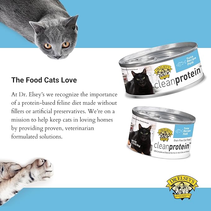 Dr. Elsey's cleanprotein Tuna Recipe Wet Cat Food (Case of 24), 2.75 oz Canned Food-Mewly Pet