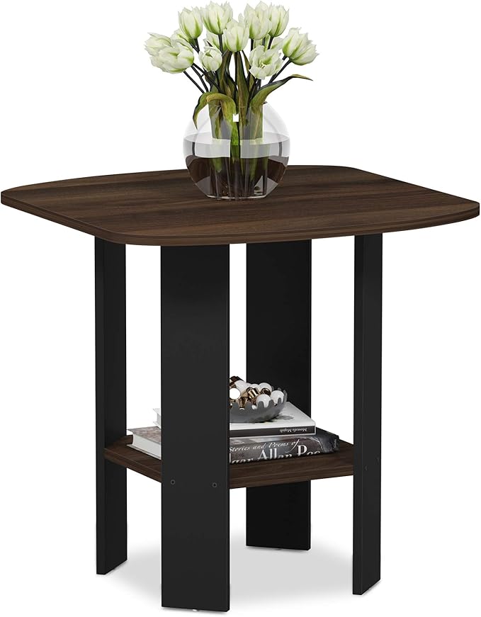 Furinno Simple Design 2-Pack End Side Table, Columbia Walnut/Black