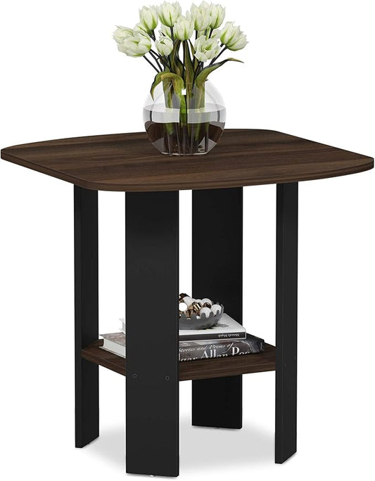 Furinno SIMPLE DESIGN Side Table, 2-Tier End Table, Open Shelves Night Stand, Bedside Table, for Living Room, Bedroom, Columbia Walnut
