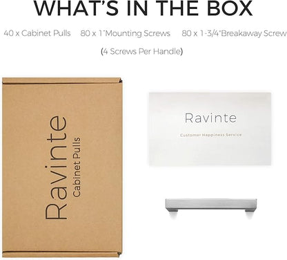 Ravinte 40 Pack 3-3/4 Inch Square Cabinet Handles Satin Nickel Pulls Brushed Nickel Drawer Pulls Kitchen Cupboard Hardware for Cabinets Cupboard Drawer Handles