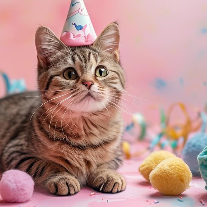 50 Picecs 1 Inch Cat Toys Balls Kitten Cat Pom Pom Balls Soft Cats Puff Ball Toys Rolling Interactive Fuzzy Cats Toy Ball Play Toy for Exercise, Creative Crafts Decorations Assorted Color-Mewly Pet