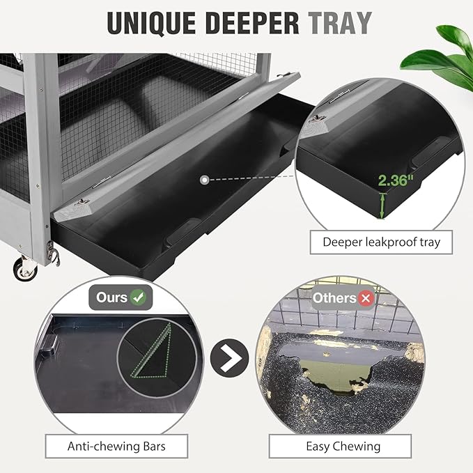 Ferret Cage Rat Cage Indoor Outdoor, Large Guinea Pig Cages with 4 Levels, Wooden Chinchilla Cage with Wheels for Hamster, Chameleon, Gerbils and Other Small Animals Anti-Chewing-Mewly Pet