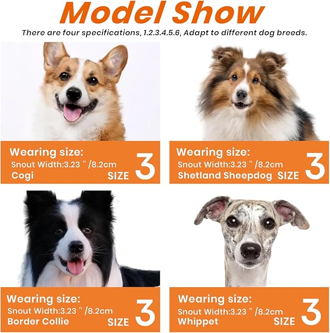 Dog Muzzle – Lightweight Breathable Basket Muzzle, Anti-Biting & Chewing, Adjustable Fit for Small, Medium & Large Dogs(Size 3)-Mewly Pet