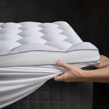 3 Inch Ultra-Fluffy Memory Foam Mattress Topper Full XL for Back Pain, Extra Soft Pillow Top Full XL Mattress Topper with 4X Support, Mattress Pad with Breathable Air Mesh Sides, 6-21'' Deep Pocket