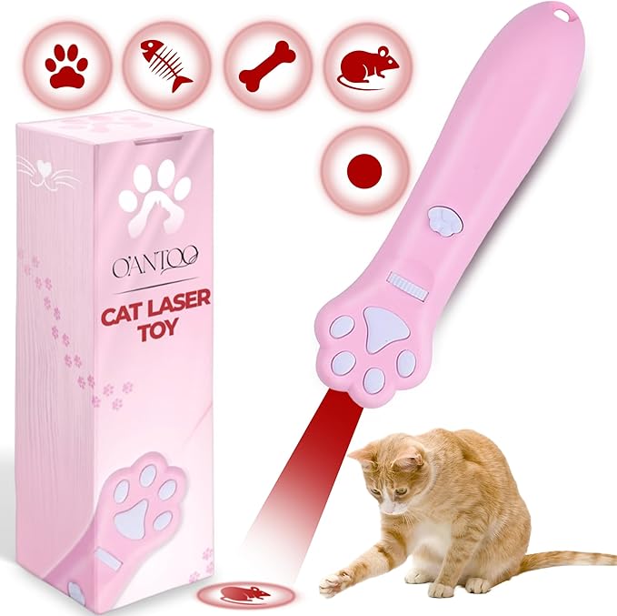 O'ANTOO Cat Toy - Dog Toy | Wall Image Projector | Indoor Interactive Cat Toy with 5 Different Designs | Ideal for Dog, Cat, Kitten, Puppy (Pink)-Mewly Pet