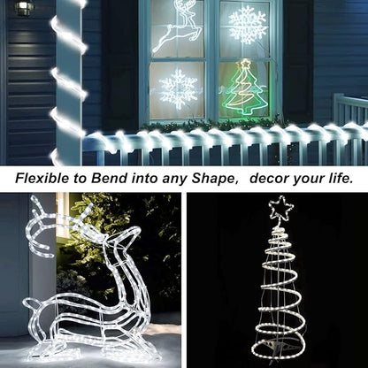 JMEXSUSS 100 LED Battery Operated Rope Lights - Outdoor Waterproof, 33ft 8Mode Battery String Lights Outdoor with Remote for Trampoline, Camping, Balcony, Canopy, Deck Decor (White)