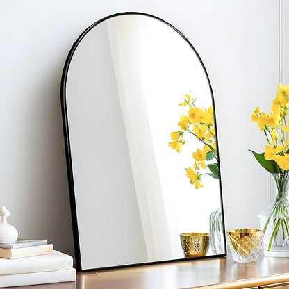 24x36 Arch Mirror Rectangle Full Length Wall Mounted Hanging or Against Wall Metal Frame Dressing Make-up Mirrors for Entryway Bedroom Bathroom Living Room 24 36 inch Black