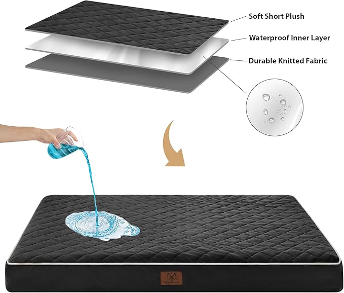 WNPETHOME Orthopedic Dog Bed Medium Size Dog, Waterproof Medium Dogs Bed with Removable Washable Cover, Multi-Needle Quilting Dogs Crate Bed-Mewly Pet