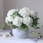 4pcs 21" Faux White Hydrangeas Artificial Flowers, Real Touch Silk Hydrangea Flowers with Stems for Bridal Wedding Bouquet Party Home Decor