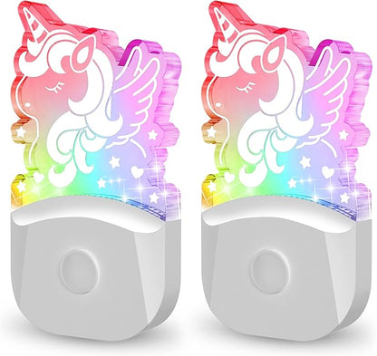 Cute Night Light for Kids [2 Pack], Plug in Night Light, 8 Color Changing Baby Night Light with Dusk to Dawn Sensor, Nightlights for Children, LED Night Lights for Kids Girls Bedroom, Gifts for Girls