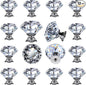 DEELF 12 Packs Kitchen Cabinet Knobs, 40 mm Crystal Cabinet Knobs, Diamond Dresser Handle Drawer Pulls, Dresser Knobs for Cabinets and Drawers, Silver Base