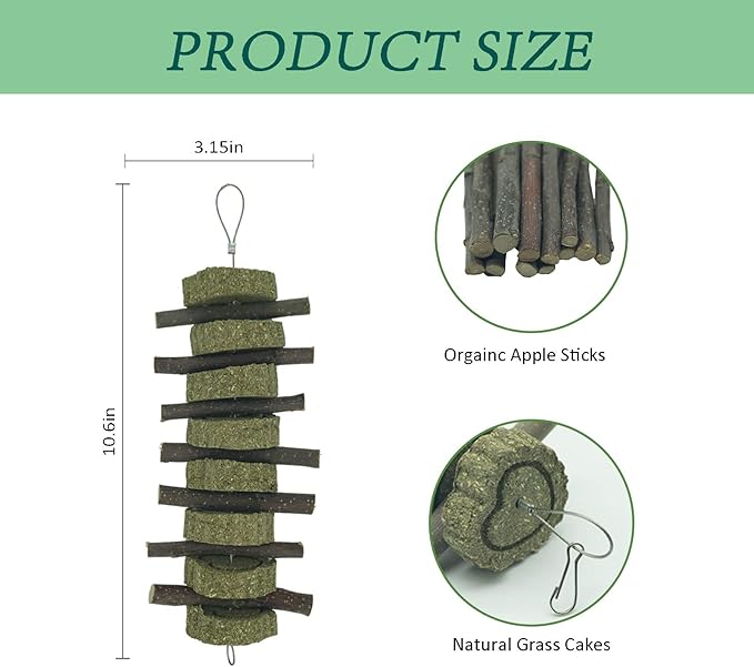 Generic Rabbit Bunny Treat Hamster Chew Toys Grass Cakes Heart Shaped Chew Toys Pets Treats for Bunny Rabbits Hamster Chinchilla Guinea Pigs 2Pcs-Mewly Pet