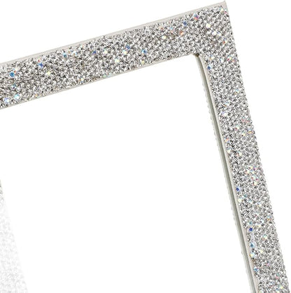 Folding Cosmetic Mirror, High Definition Innovative Rhinestone Portable Makeup Mirror Travel PU Portable Adjustable Rectangular Vanity Mirror for Dormitory Desktop