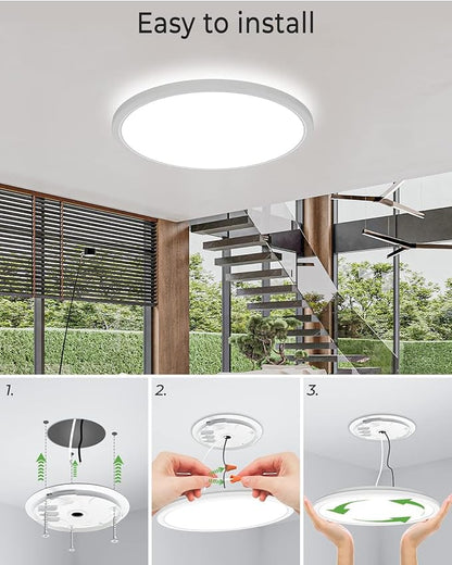 zemty 2Pack 16.5 Inch LED Ceiling Light Flush Mount, 36W 4200lm Super Slim Flush Mount Ceiling Light Fixtures, 3000K/4500K/6000K Selectable Ceiling Lamp for Bedroom Kitchen Living Room (White)