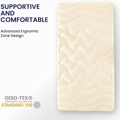 SLEEP ZONE Twin XL Cooling Mattress Topper for College Dorm, Premium Zoned Cool Mattress Pad Cover, Padded Mattress Protector Breathable Washable, Deep Pocket 8-21" (Beige, Twin XL)