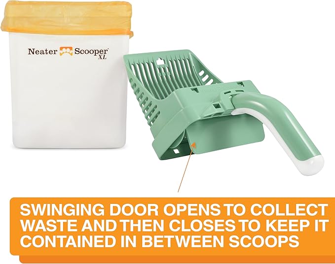 Neater Pet Brands Neater Scooper XL Cat Litter Scoop, 195 Refill Bags – Extra-Large Capacity Mess-Free Cat Litter Scooper with Bag for Large & Multiple Cats, Spill-Proof Litter Box Scooper with Holder-Mewly Pet