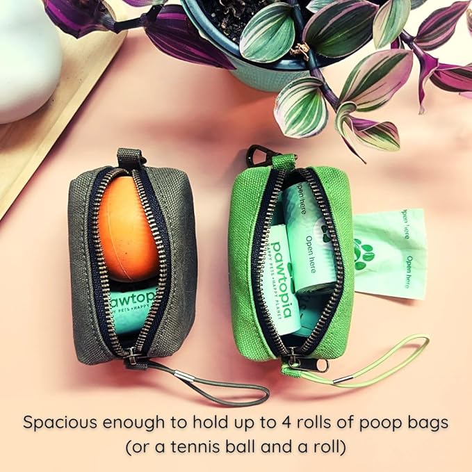 Pawtria Bundle Product of 120 Pet Waste Bags and 1 Canvas Dispenser (Pink), Vegetable Starches, Eco-friendly Dog Waste Bags, Leak proof, Easy to Open, Give Back, Fabric poop bag holder…-Mewly Pet