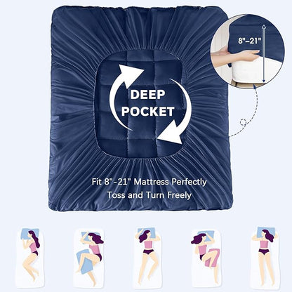 CYMULA Twin Mattress Topper, Cooling Mattress Pad Cover, Thick Pillow Top Topper for Mattress with 8-21 Inch Elasticated Deep Pockets, Plush Down Alternative Fill Mattress Protector