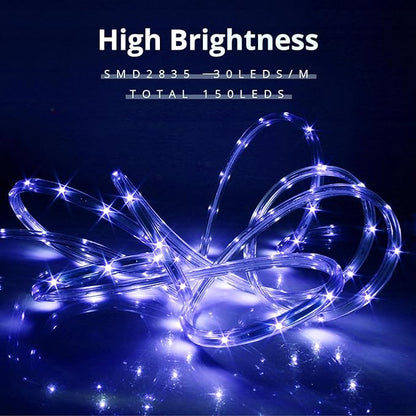 LED Rope Lights, 16.4 Feet Blue Flat Flexible Strip Light, Plug in Novelty Lighting, Connectable and Waterproof for Home Christmas Holiday Garden Patio Party Decoration