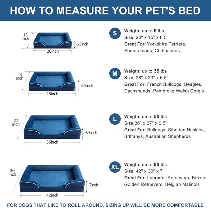 WNPETHOME Dog Beds for Large Sized Dogs, Washable Orthopedic Dog Couch Sofa Bed with Waterproof Lining & Non-Skid Bottom for Pet Sleeping-Mewly Pet