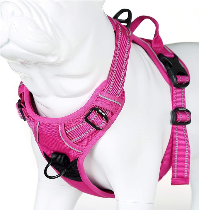 Truelove No Pull Dog Harness with Easy Control Handle and 2 Leash Attachments,Reflective Adjustable Pet Vest-Mewly Pet