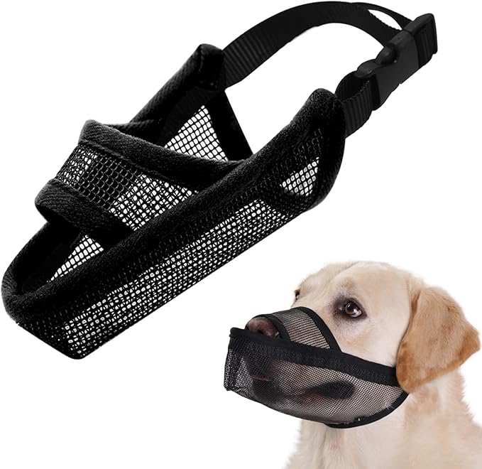 Crazy Felix Nylon Dog Muzzle for Small Medium Large Dogs Dachshund Beagle Poodle Labrador, Air Mesh Breathable and Drinkable Pet Mouth Cover for Anti-Biting Chewing Scavenging(Black,S)-Mewly Pet