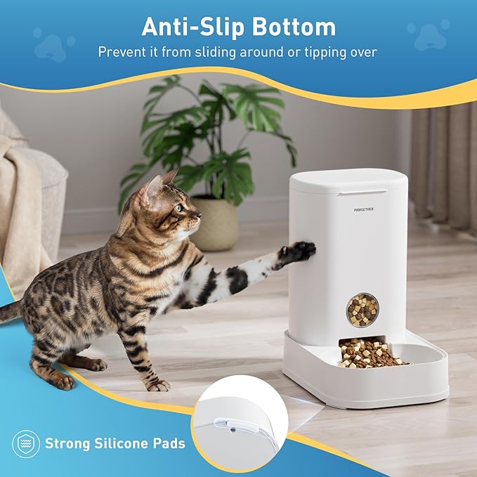 PAWGETHER® Gravity Cat Feeder, Self-Dispensing Dog Food Dispenser, Pet Food Station 1 Gallon/3.5L Capacity Automatic Pet Feeder Cat & Dog Food Bowl, Easy to Fill-Mewly Pet