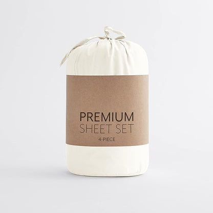 Linen Market Double-Brushed Microfiber Full Sheet Set 4 Piece – Oeko-TEX Certified Ultra Soft & Wrinkle-Free - 16" Deep Pocket Sheets - Easy Care Full Size - Ivory