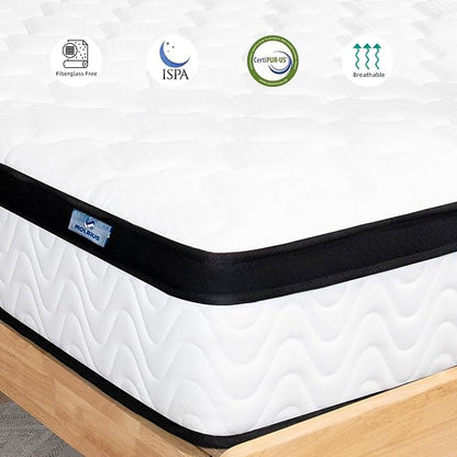 Full Size Mattress in a Box | Full Mattresses 12 Inch Hybrid | Medium Firm Memory Foam and Individual Pocket Springs Bed Matress | Fiberglass Free | Breathable | CertiPUR-US