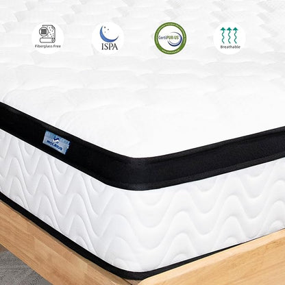 Queen Mattress 10 Inch | Queen Size Hybrid Mattresses in a Box | Medium Firm Feel Memory Foam and Individual Pocket Springs | Fiberglass Free Bed Matress | Breathable | CertiPUR-US | Upgrade