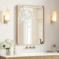 USHOWER Gold Bathroom Mirror 24"x36", Brushed Gold Rounded Rectangle Mirror for Over Sink, Aluminum Frame, Anti-Rust, Tempered Glass, Horizontal or Vertical Mounted