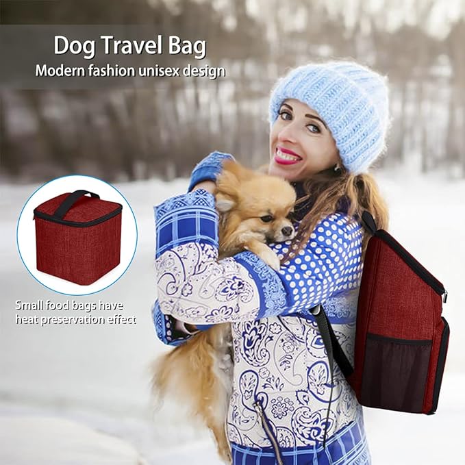 BAGLHER丨Dog Travel Bag, Airline Approved Pet Supplies Backpack, Dog Travel Backpack with 2 Silicone Collapsible Bowls and 2 Food Baskets-Mewly Pet