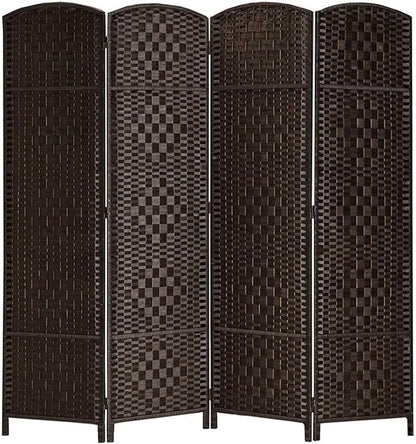 Rose Home Fashion Room Divider, 6 ft Tall Room Dividers and Folding Privacy Screens, 16in Privacy Screen 4 Panel Dark Coffee Space Temporary Wall Foldable Partition Separation