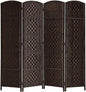 Rose Home Fashion Room Divider, 6 ft Tall Room Dividers and Folding Privacy Screens, 16in Privacy Screen 4 Panel Dark Coffee Space Temporary Wall Foldable Partition Separation