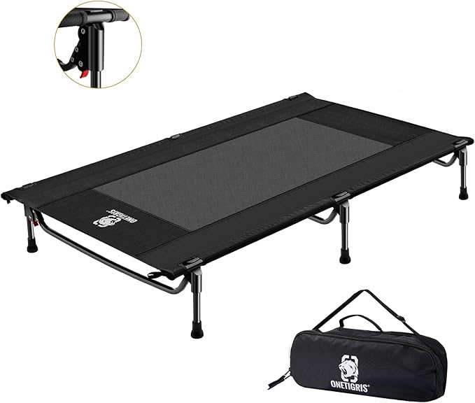 ONETIGRIS Elevated Dog Bed, Outdoor Dog Cod Large Raised Dogs Bed with Chew Proof Mesh, No-Slip Portable Dogs Cot Bed for Indoor & Outdoor Portable-Mewly Pet