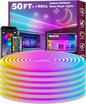 FBZ 50Ft Led Rope Lights, Flexible Neon Lights Control with App/Remote, Multiple Modes, IP65 Outdoor RGB Waterproof, Music Sync Gaming Light Strip for Bedroom Decor