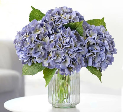 Light Purple Boho Real Touch Flowers,4PCS 21" Lifelike Artificial Hydrangeas with Stems for Indoor Outdoor Wedding Bouquet Table Centerpieces Home Baby Showers